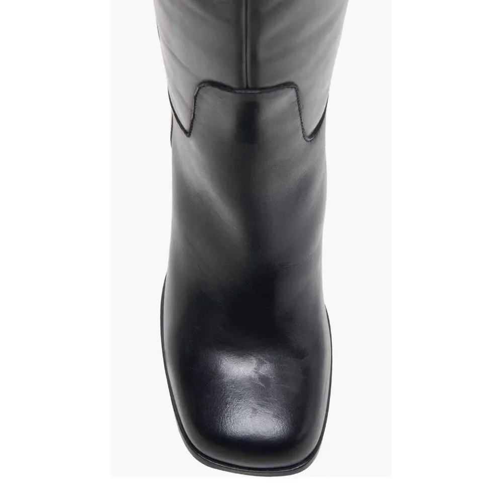 Free People Naomi Tall Leather Boots, Black, New, Size 6.5
